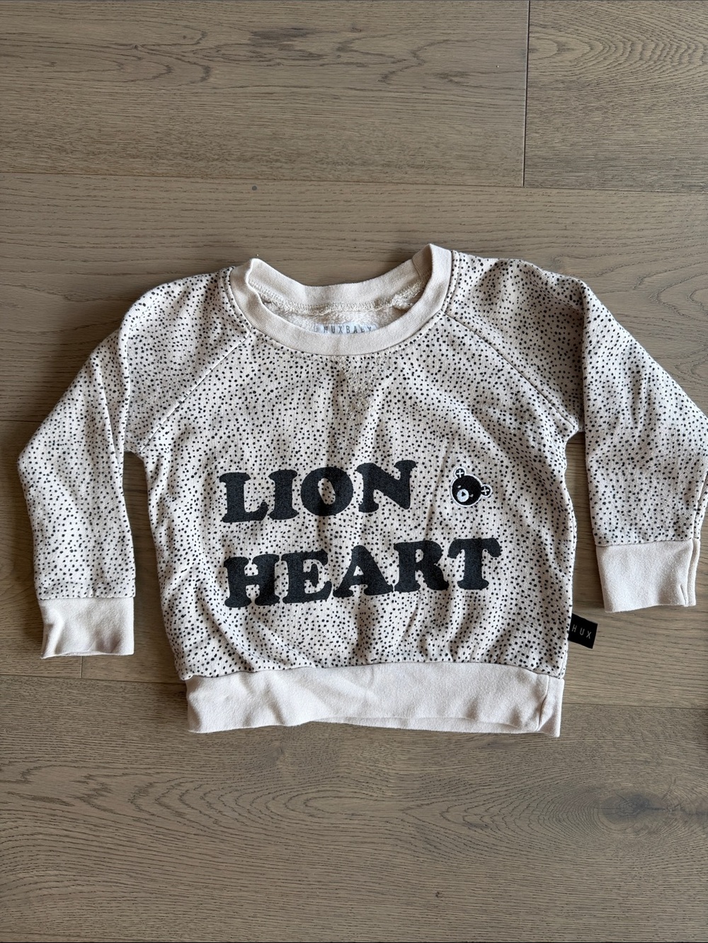 Huxbaby Sweatshirt with Black 'LION HEART' Print
